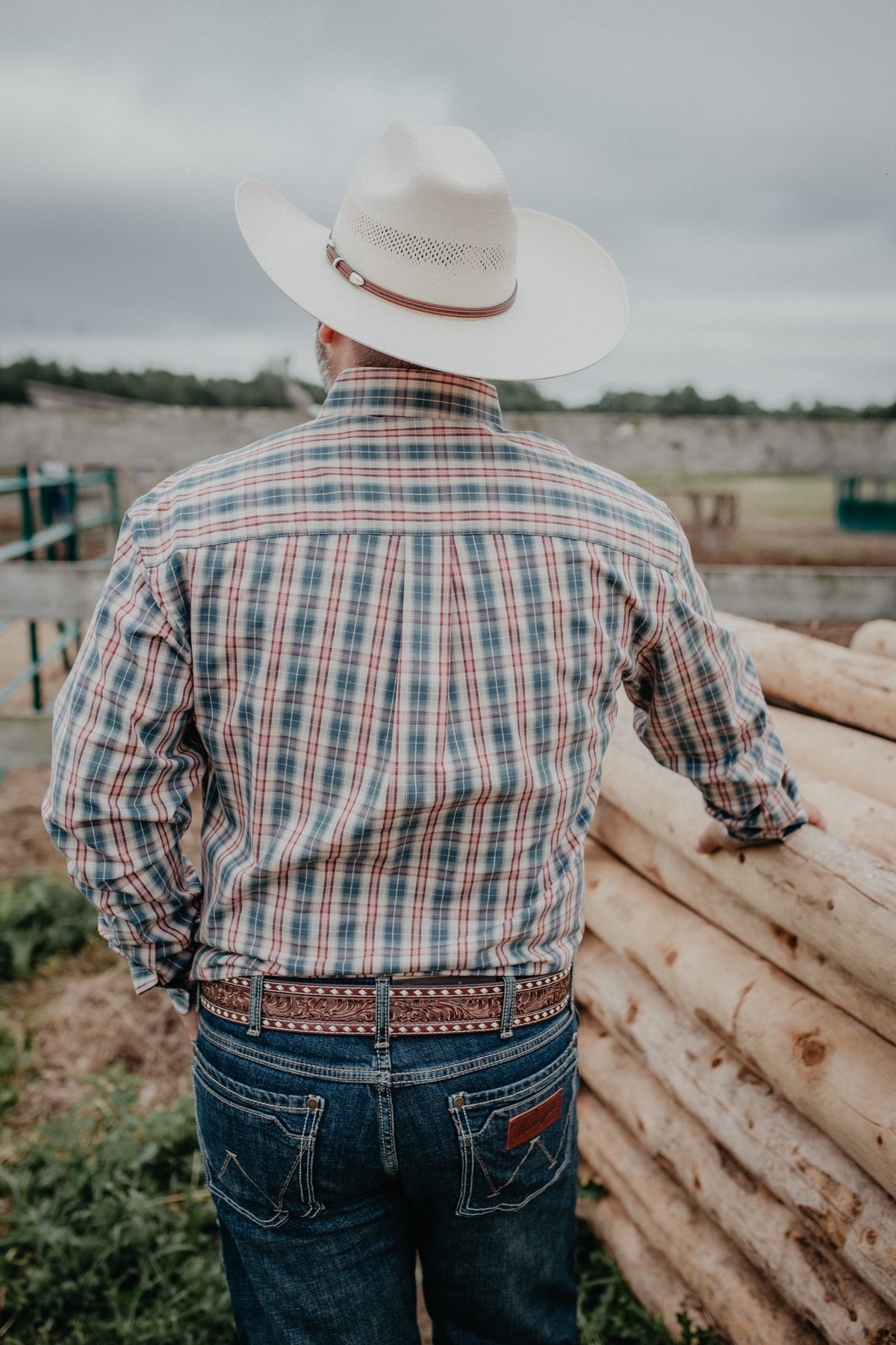 'Jack' Long Sleeve Plaid Button Down by Wrangler George Strait (S-XXL)