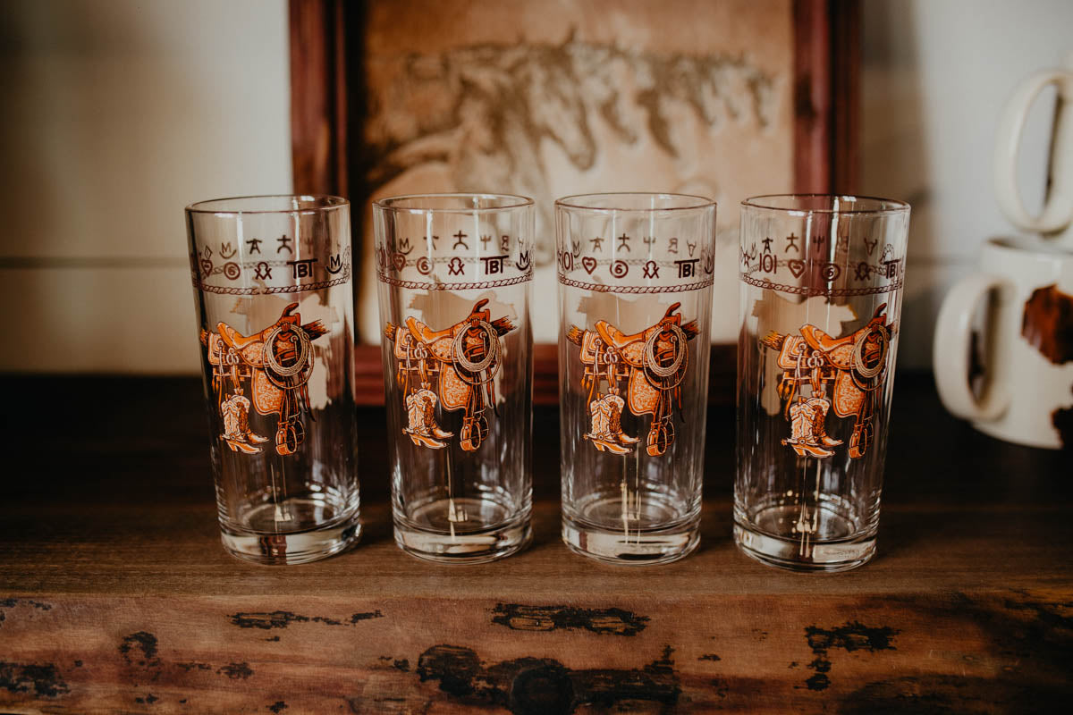 15oz 'Saddle & Brands' Glasses (Set of 4)