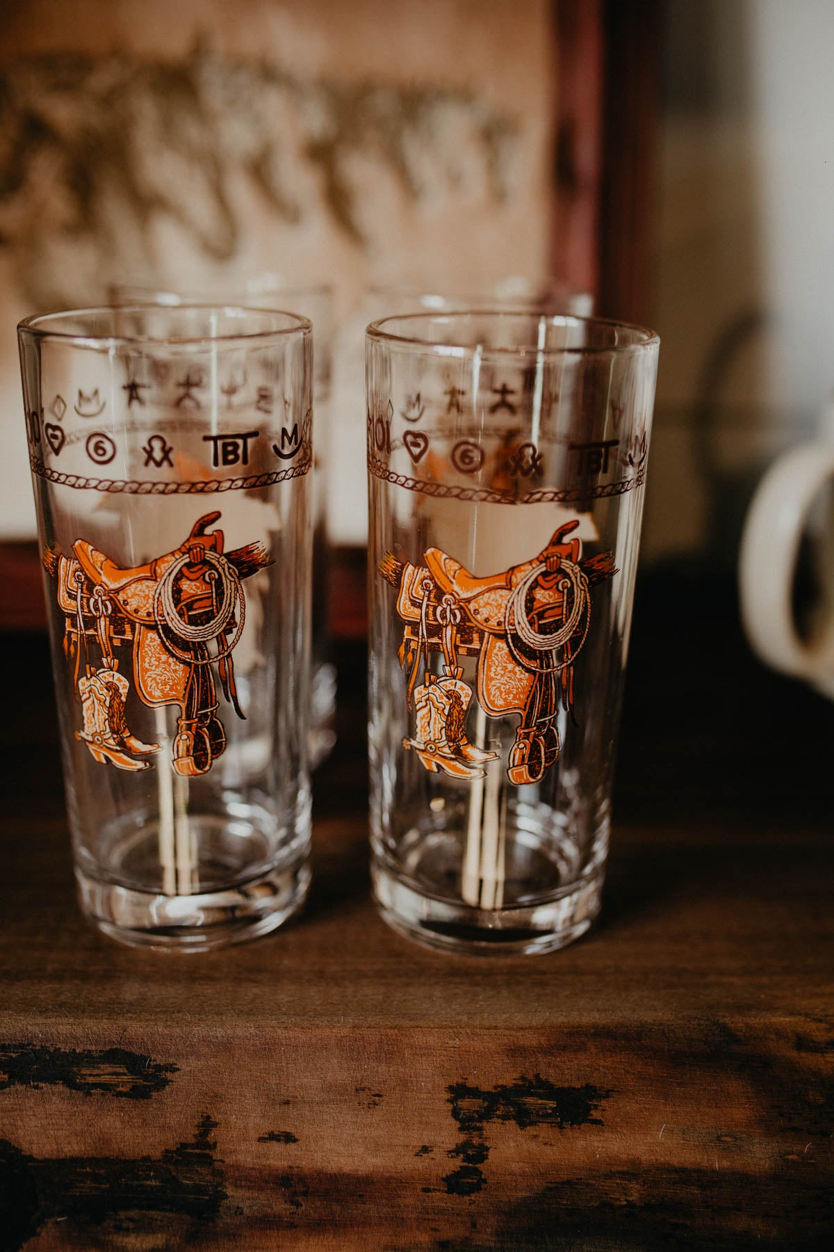 15oz 'Saddle & Brands' Glasses (Set of 4)