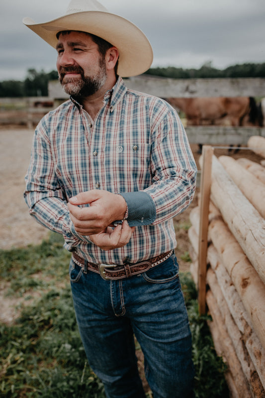 'Jack' Long Sleeve Plaid Button Down by Wrangler George Strait (S-XXL)