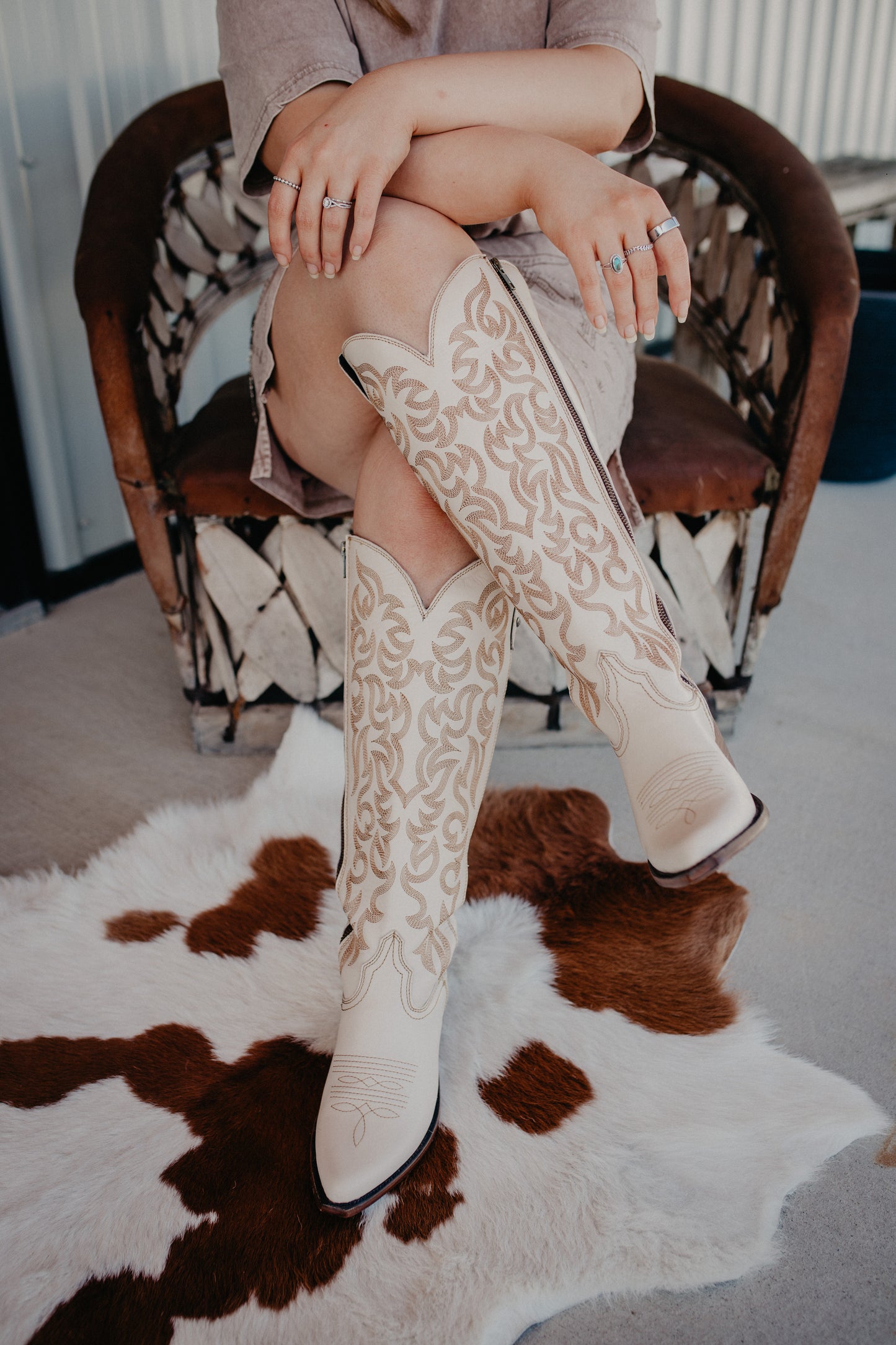 'Missouri Bone' Allie Tall Leather Boots by Liberty Black {B & C Calf Widths}