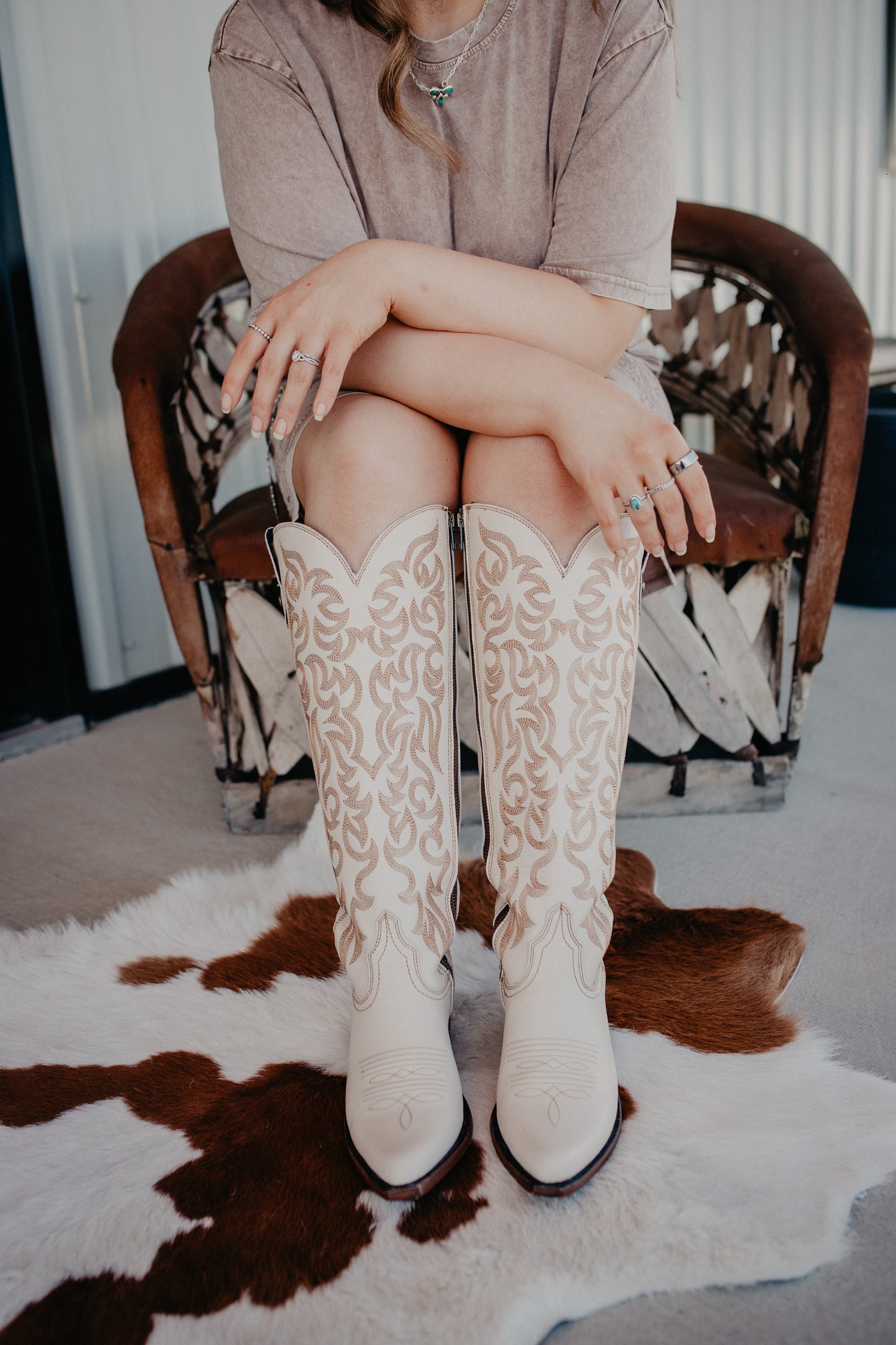 'Missouri Bone' Allie Tall Leather Boots by Liberty Black {B & C Calf Widths}