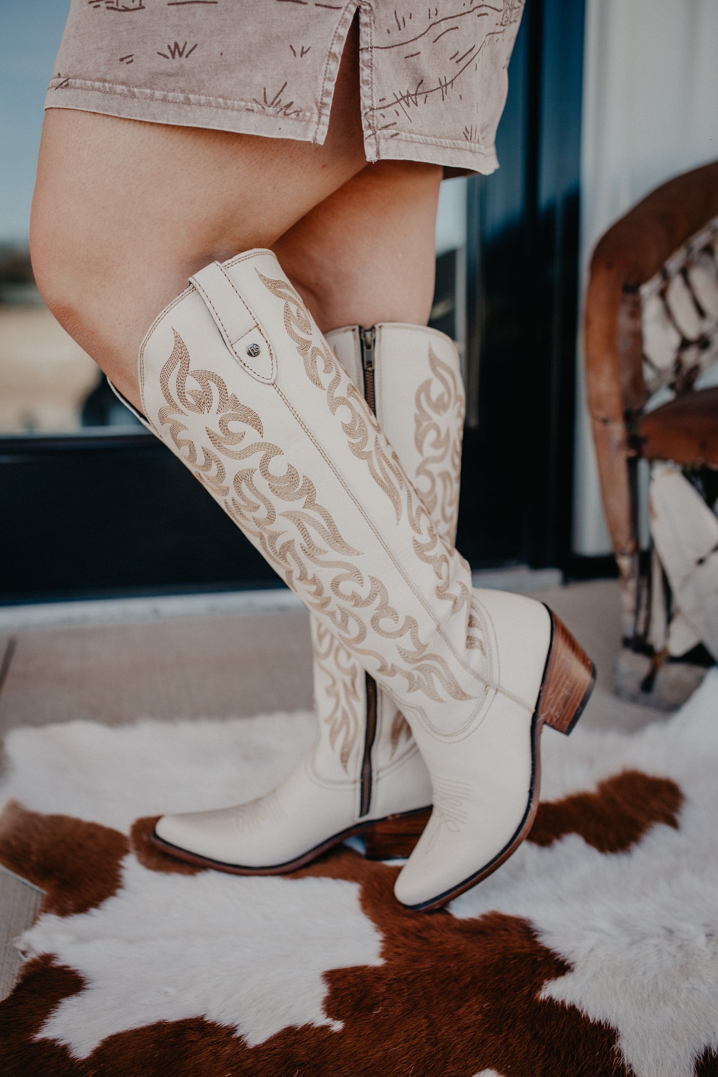 'Missouri Bone' Allie Tall Leather Boots by Liberty Black {B & C Calf Widths}