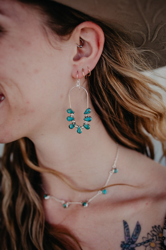 Turquoise Oval Navajo Earrings