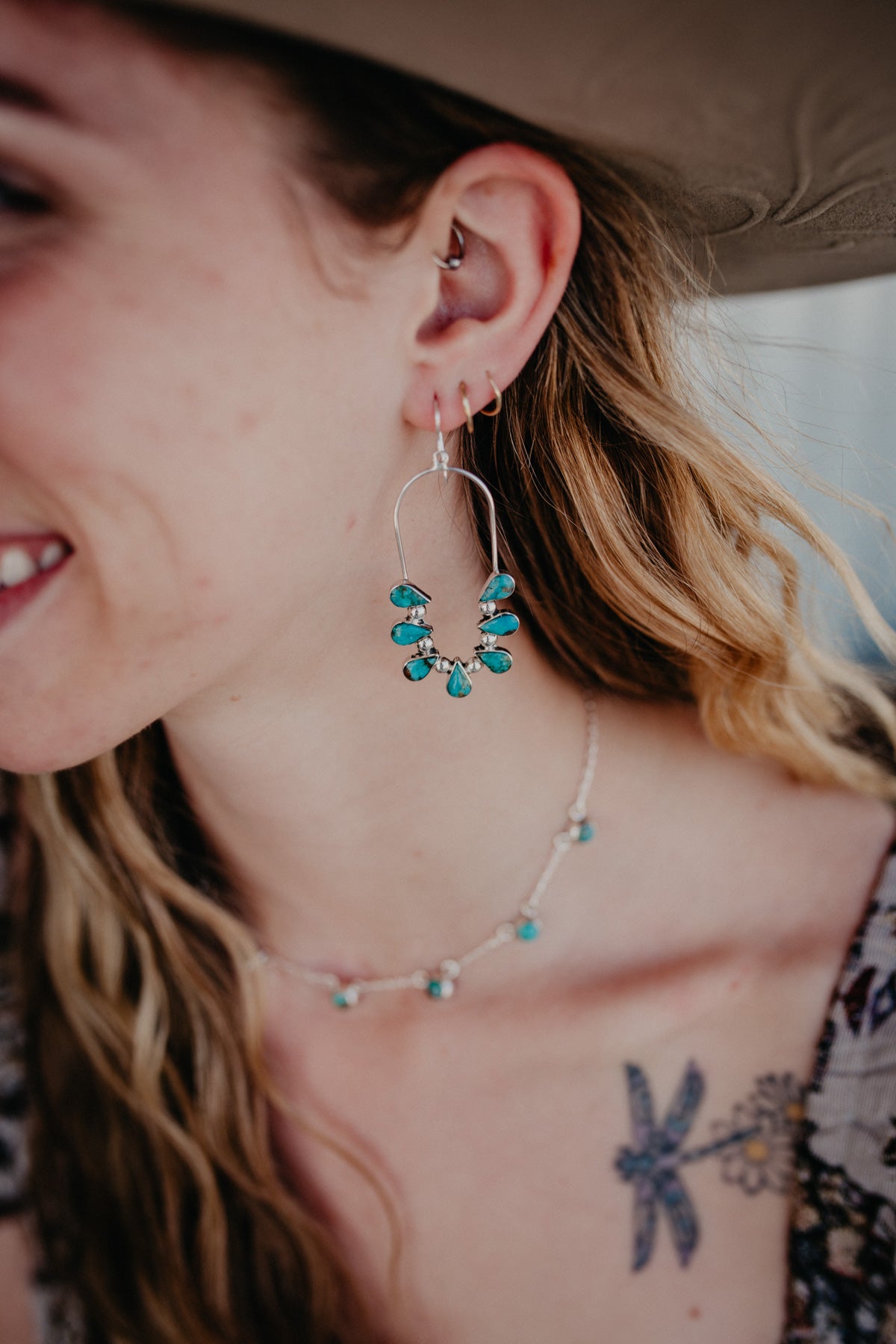 Turquoise Oval Navajo Earrings