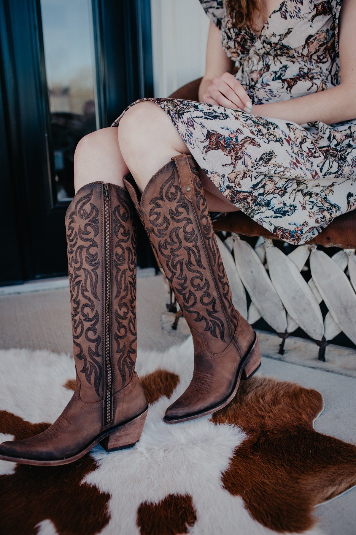 "Allie" Tall BROWN Leather Boots by Liberty Black {B & C Calf Widths}