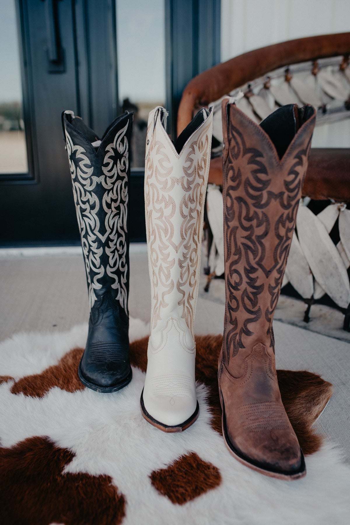 'Missouri Bone' Allie Tall Leather Boots by Liberty Black {B & C Calf Widths}