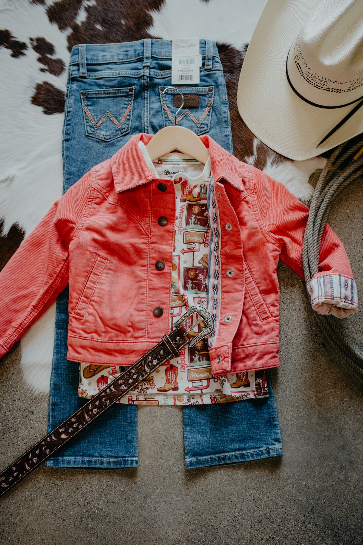 'Ariel' Wrangler Girl's Coral Corduroy Jacket (XS-L)