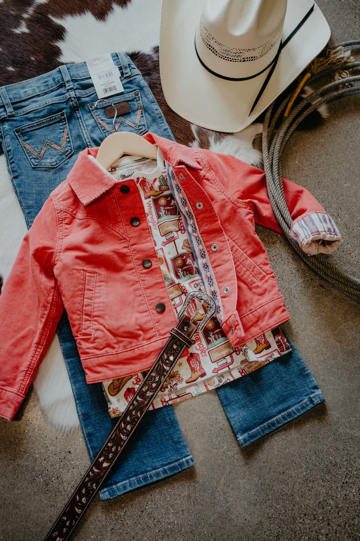 'Ariel' Wrangler Girl's Coral Corduroy Jacket (XS-L)