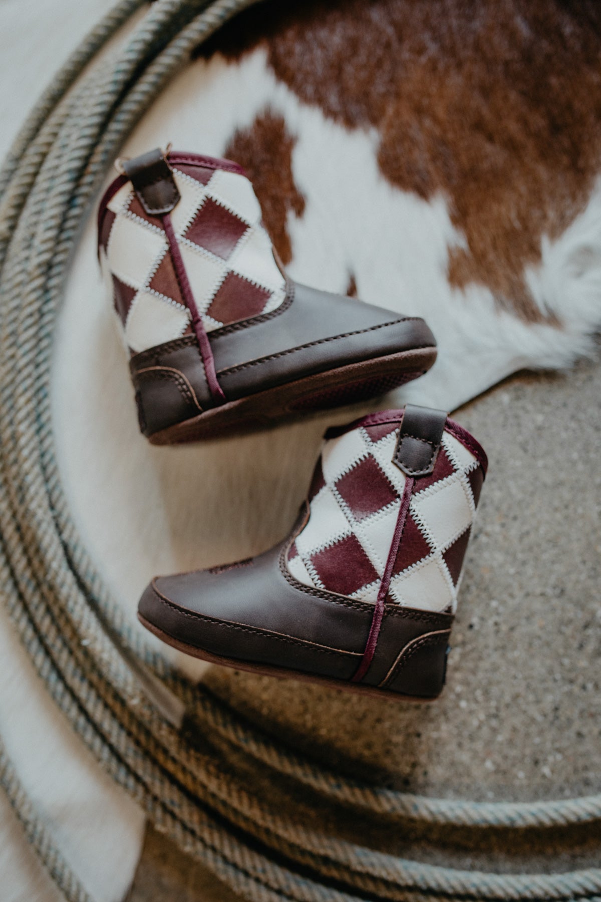 'Patch work' Baby Bucker Boots (Size 1-4)