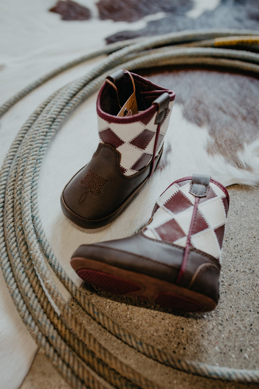 'Patch work' Baby Bucker Boots (Size 1-4)