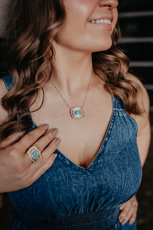 GOLD Turquoise Oasis Buckle Necklace
