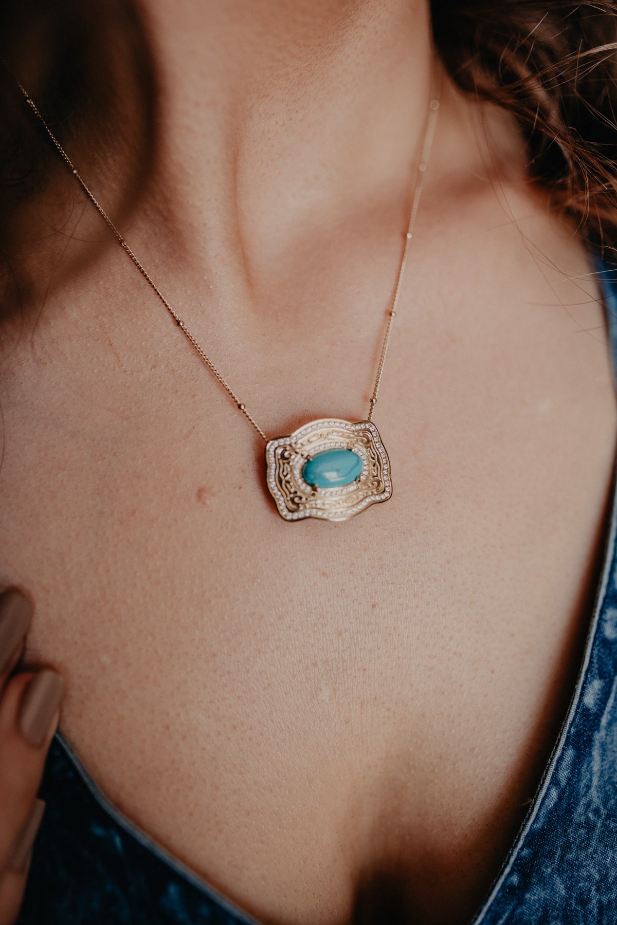 GOLD Turquoise Oasis Buckle Necklace