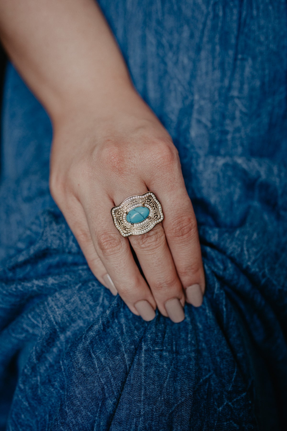 Turquoise Oasis Buckle Ring (Gold/ Silver)