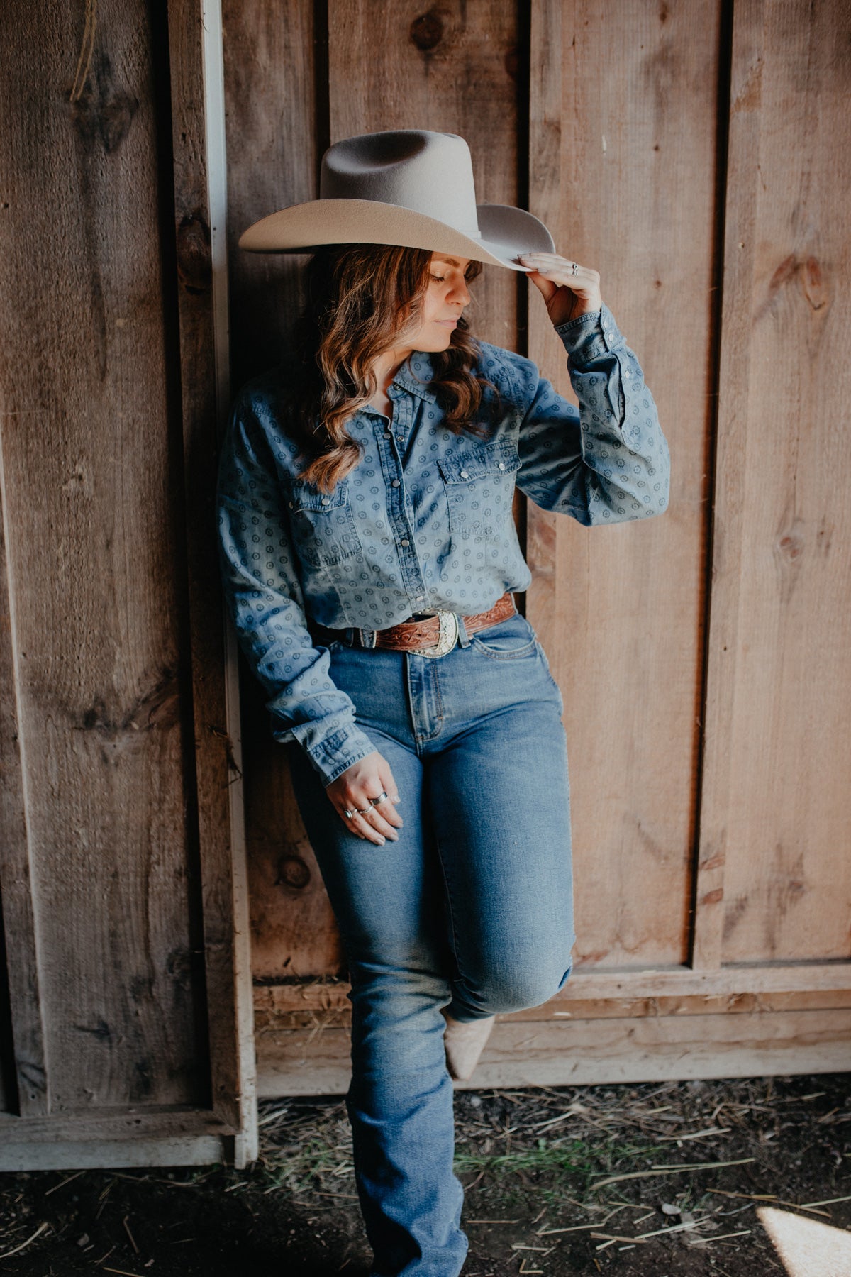 'Kellie' Tencel Medallion Print Pearl Snap (S-XL)