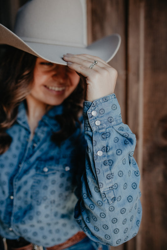 'Kellie' Tencel Medallion Print Pearl Snap (S-XL)