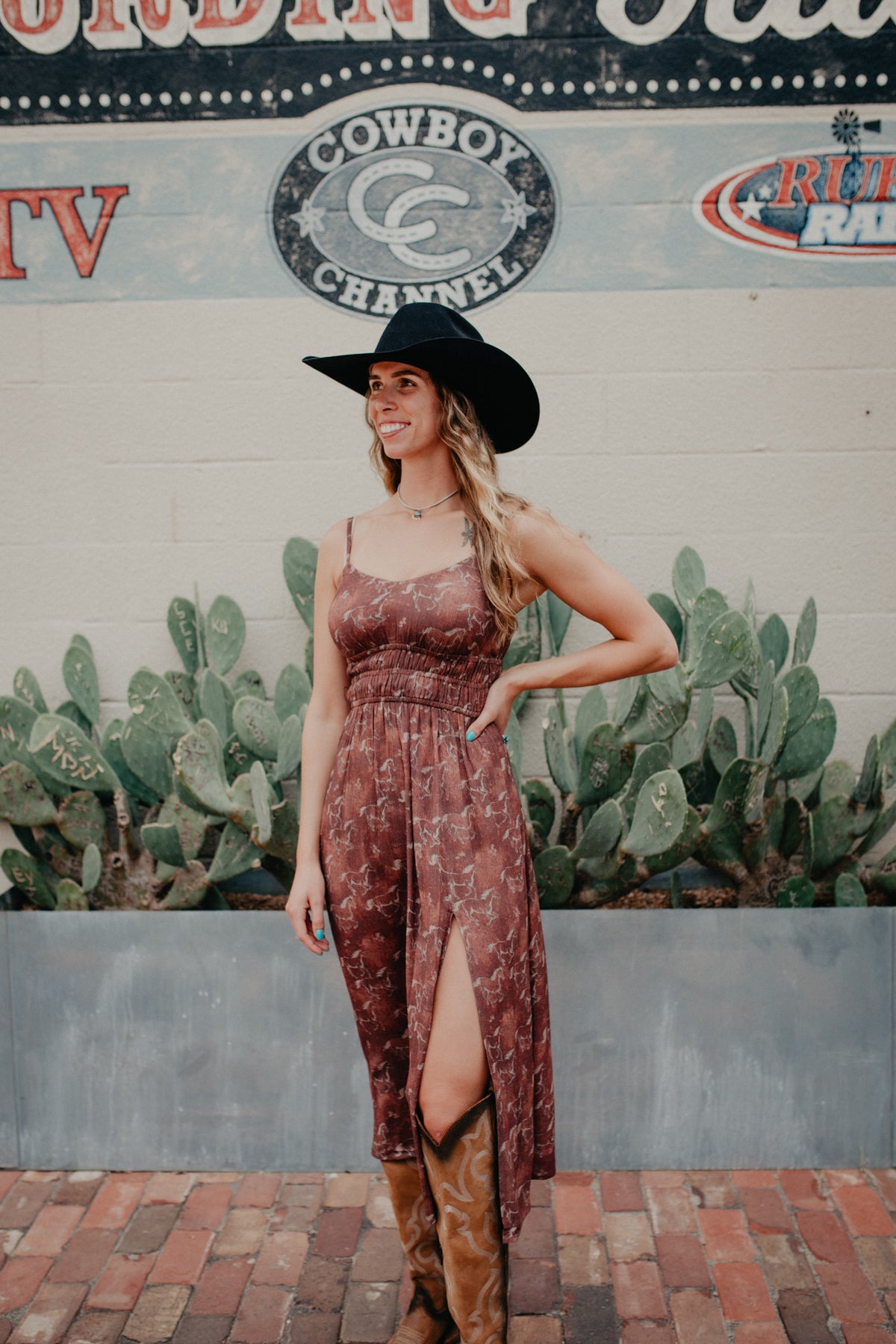 'Kelsea' Horse Print Midi Dress (XL Only)