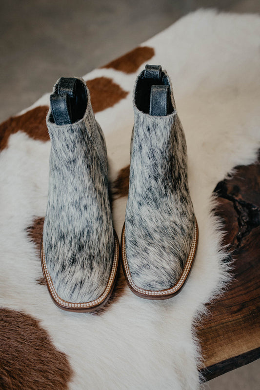 (Size 8.5 - Square) Hair-on Hide Ankle Booties by Stiefeld