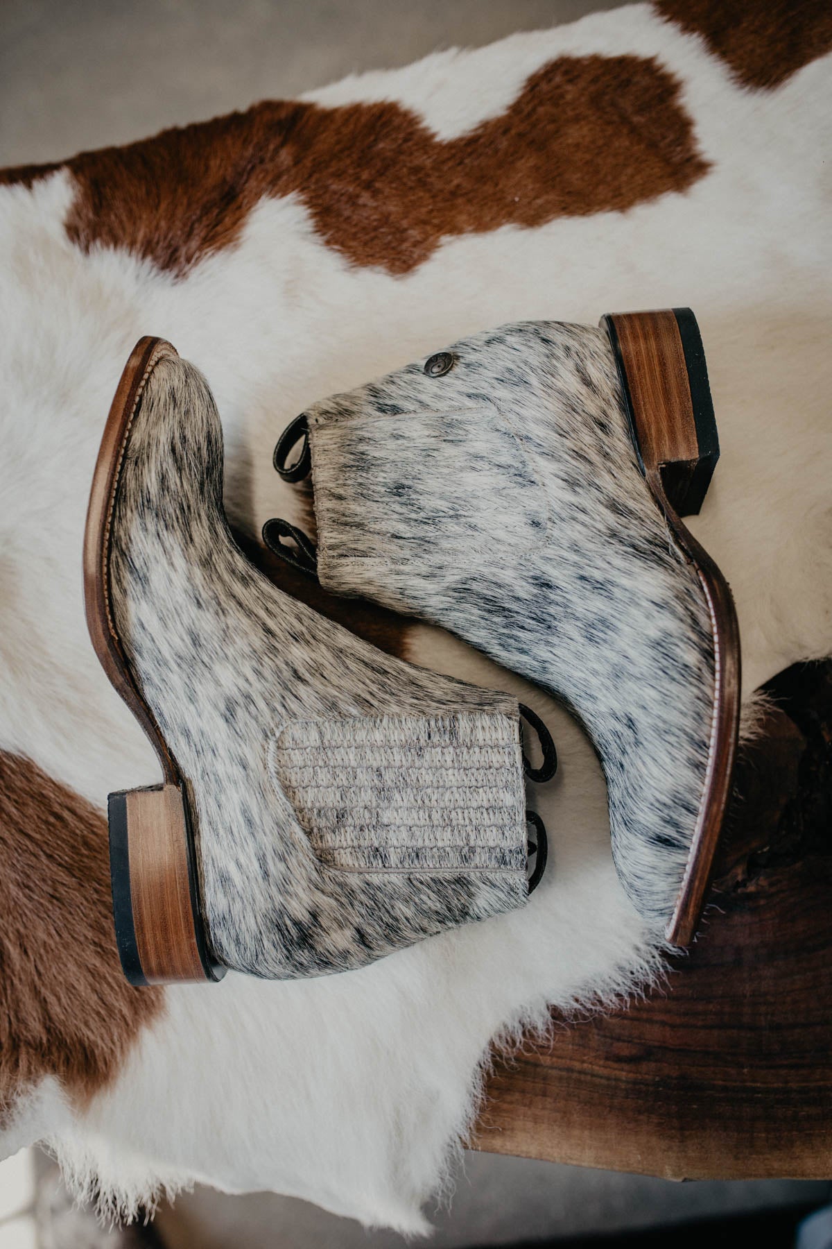 (Size 8.5 - Square) Hair-on Hide Ankle Booties by Stiefeld