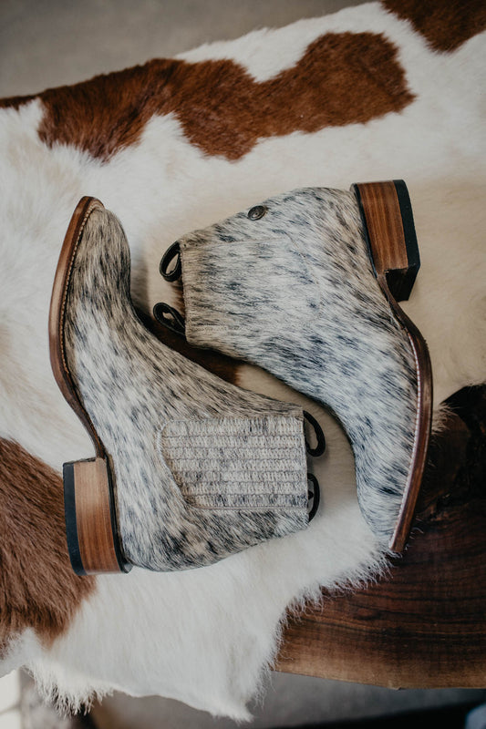 (Size 8.5 - Square) Hair-on Hide Ankle Booties by Stiefeld