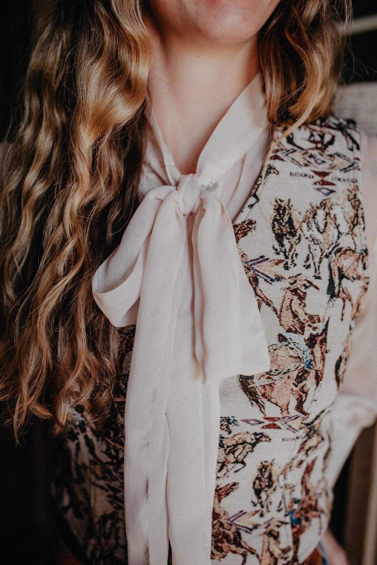 'Jewlie' Blush Long Sleeve Bow Tie Top (S-XL)