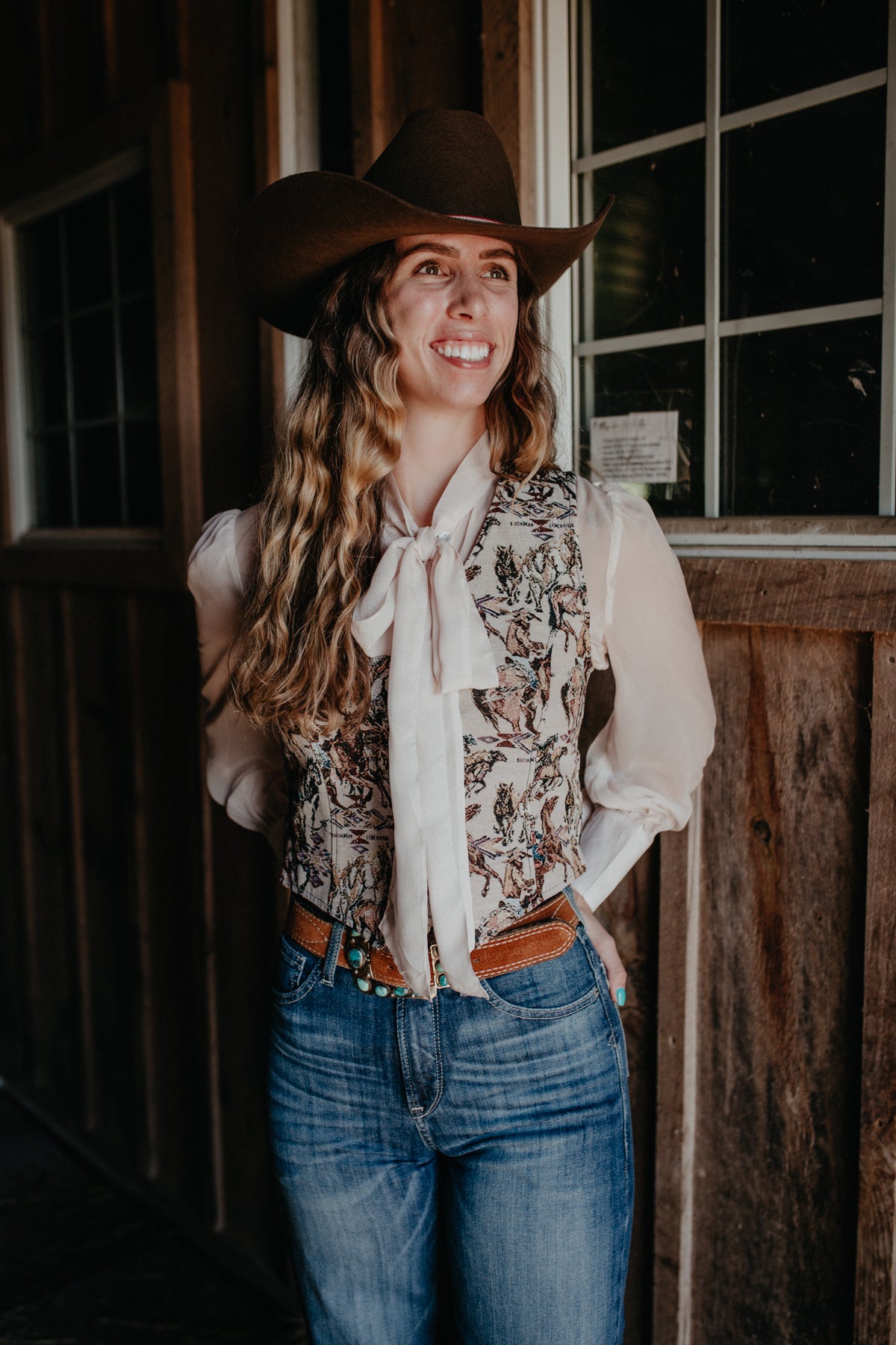 'Jewlie' Blush Long Sleeve Bow Tie Top (S-XL)