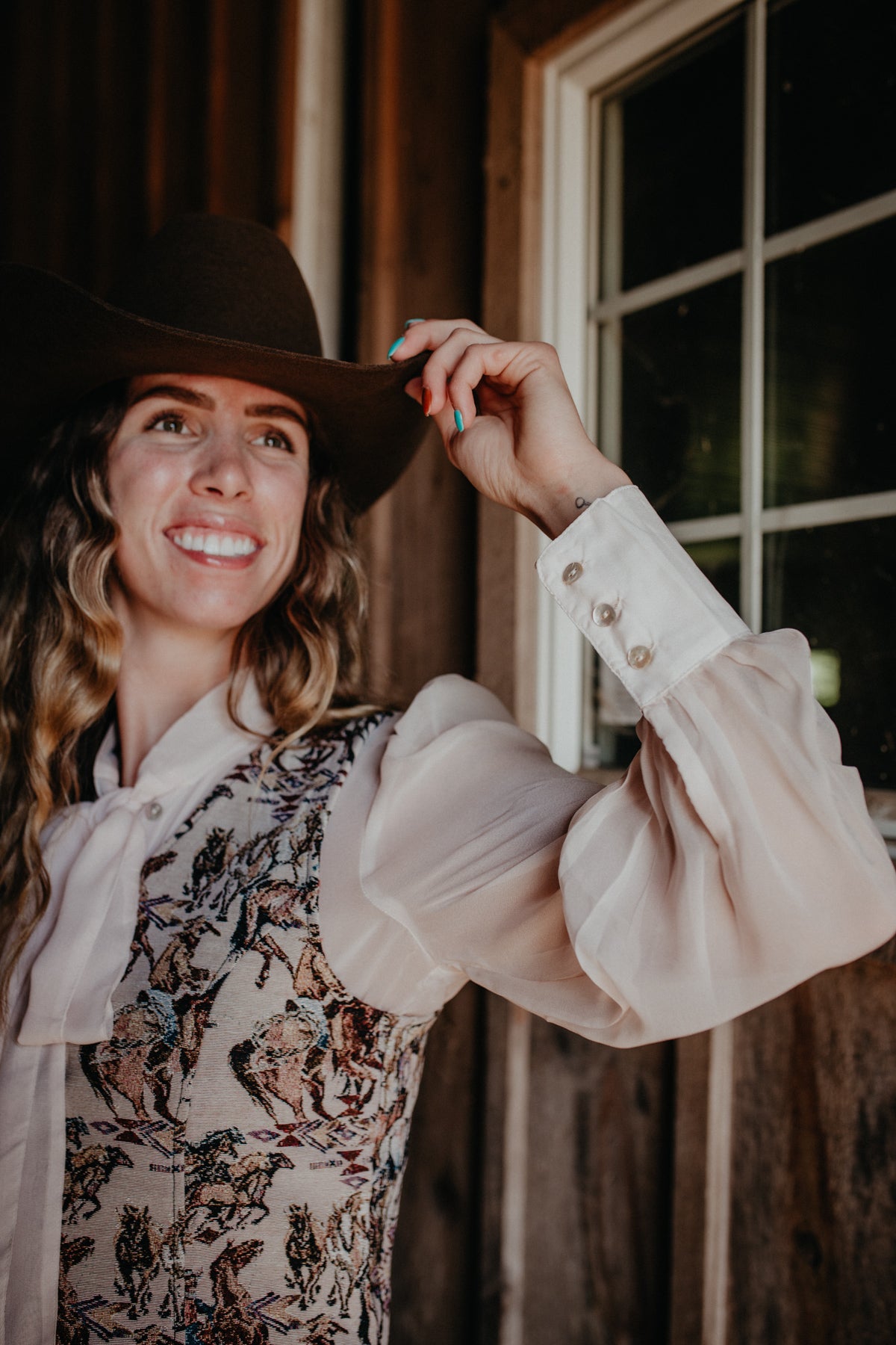 'Jewlie' Blush Long Sleeve Bow Tie Top (S-XL)