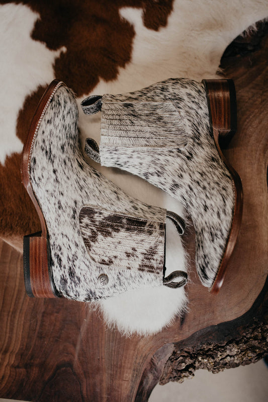 (Size 10.5 - Square) Hair-on Hide Ankle Booties by Stiefeld