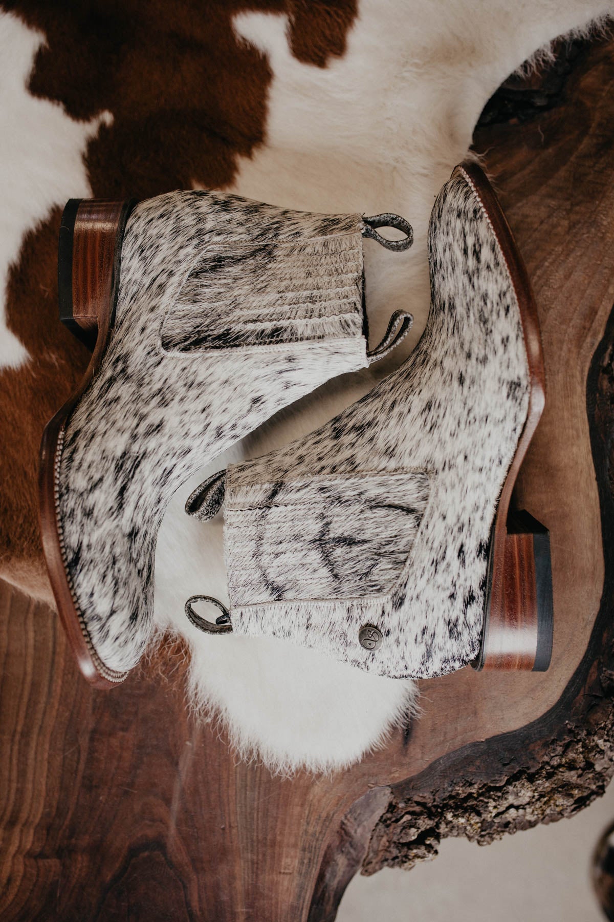 (Size 10.5 - Square) Hair-on Hide Ankle Booties by Stiefeld