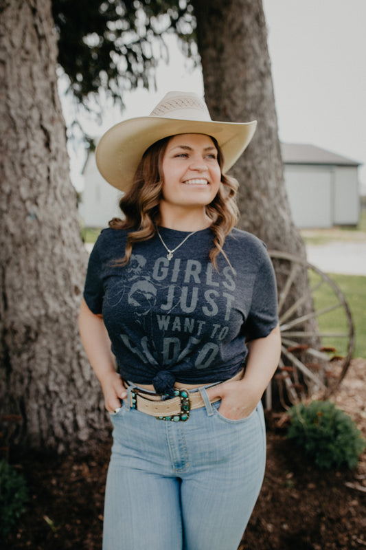 'Girls Just Want to Rodeo' Women's Charcoal T-shirt (XS-XXL)