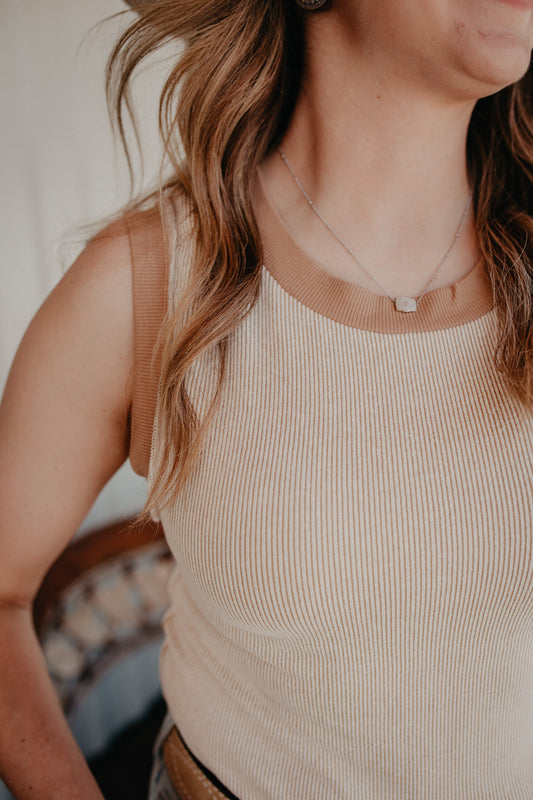 'Tammy' Tan Ribbed Tank Top (S - L)