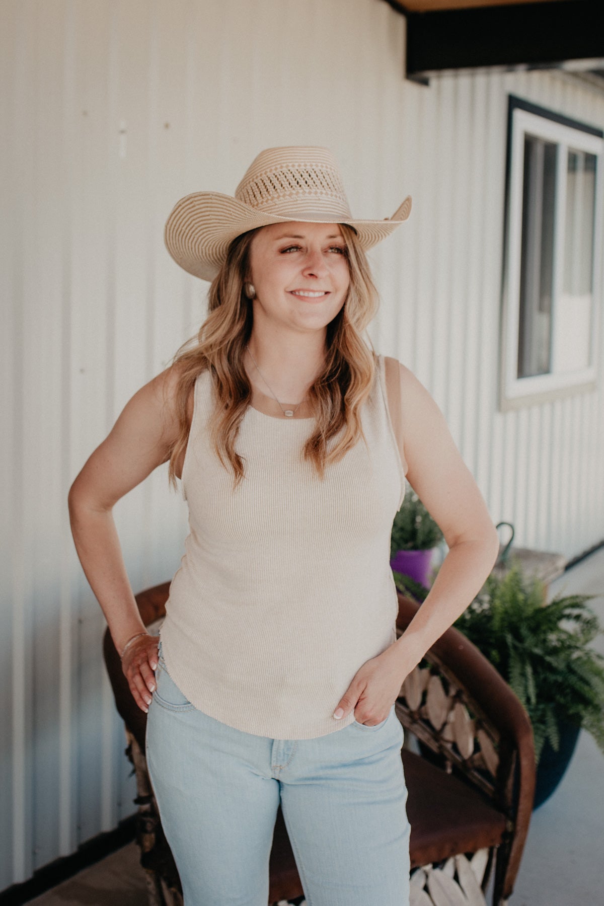 'Tammy' Tan Ribbed Tank Top (S - L)
