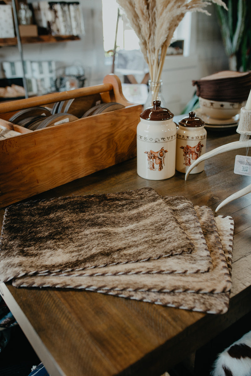 Rectangular Cowhide Placemat with Whipstitch (Set of 4)