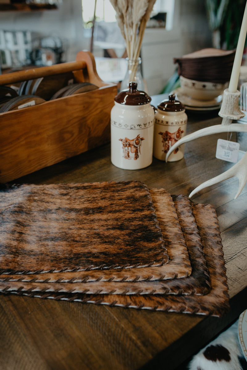 Rectangular Cowhide Placemat with Whipstitch (Set of 4)