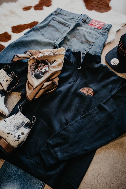 CC Horseshoe Logo Black Embroidered Quarter Zip (S-XXL)