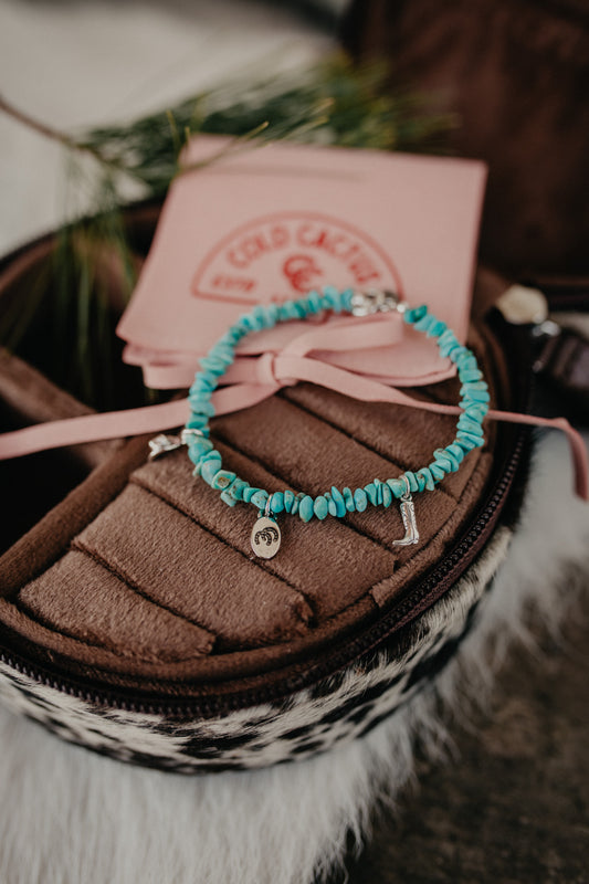 Exclusive CC Turquoise & Silver Western 3 Charm Bracelet