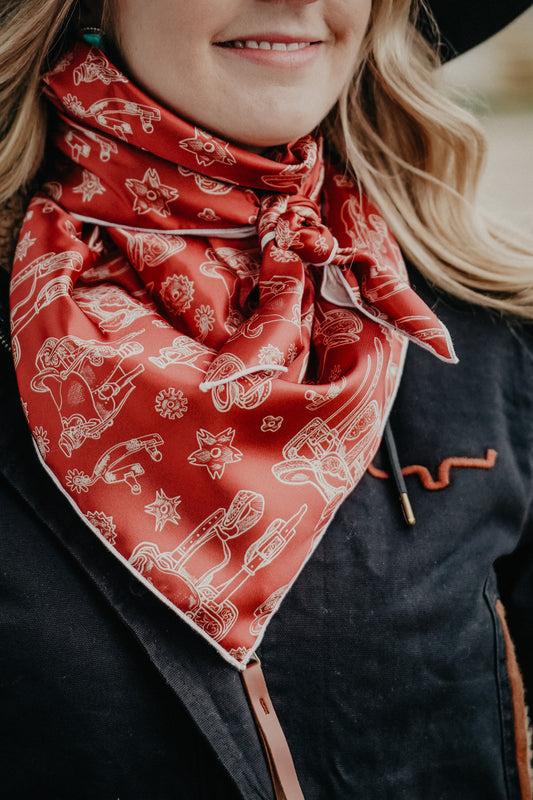 'Saddles & Rowels' CC Exclusive Patterned Satin Wild Rag (3 Colours)