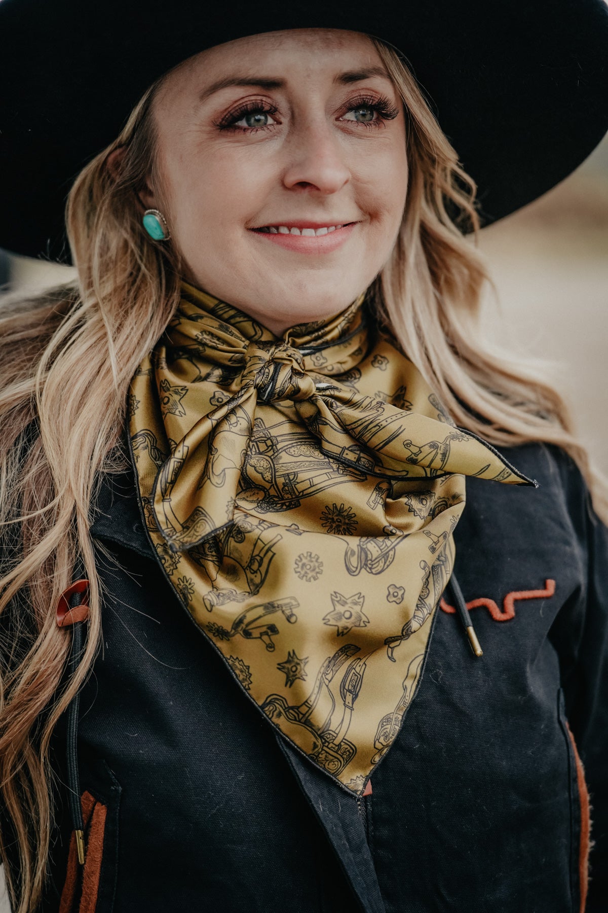 'Saddles & Rowels' CC Exclusive Patterned Satin Wild Rag (3 Colours)