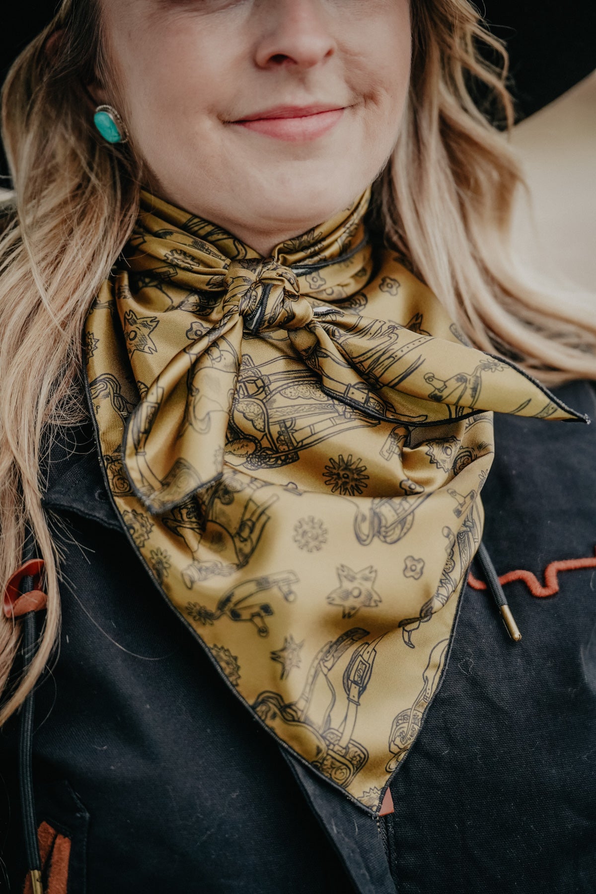 'Saddles & Rowels' CC Exclusive Patterned Satin Wild Rag (3 Colours)