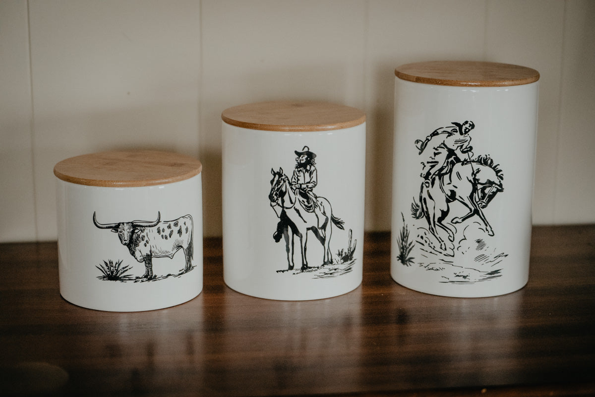 'B&W Ranch Life' Kitchen Canisters (3 Pc Set)