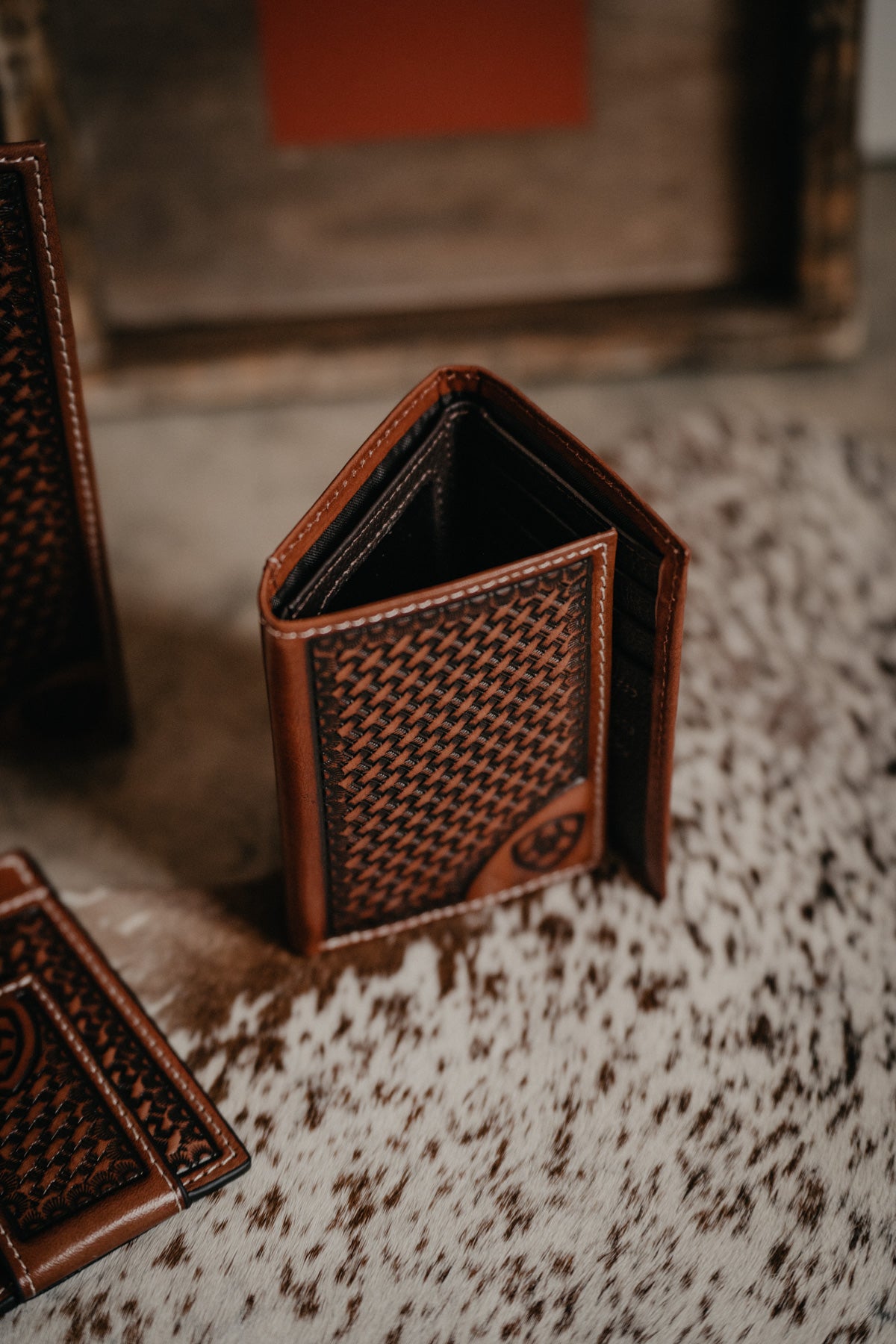 'Basketweave' Ariat Leather Wallet (3 Styles)