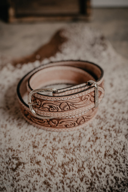 Leather Belt with Acorn Tooling by Double J Saddlery (1 1/2")