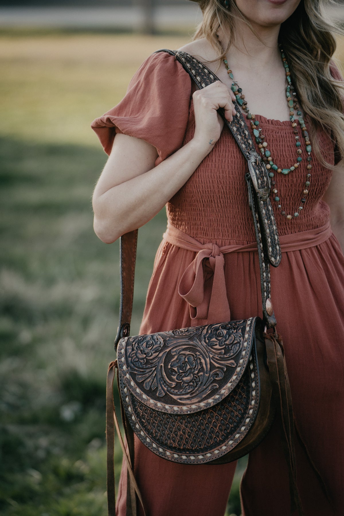 Vintage Saddle Bag with Belt Strap by Double J Saddlery