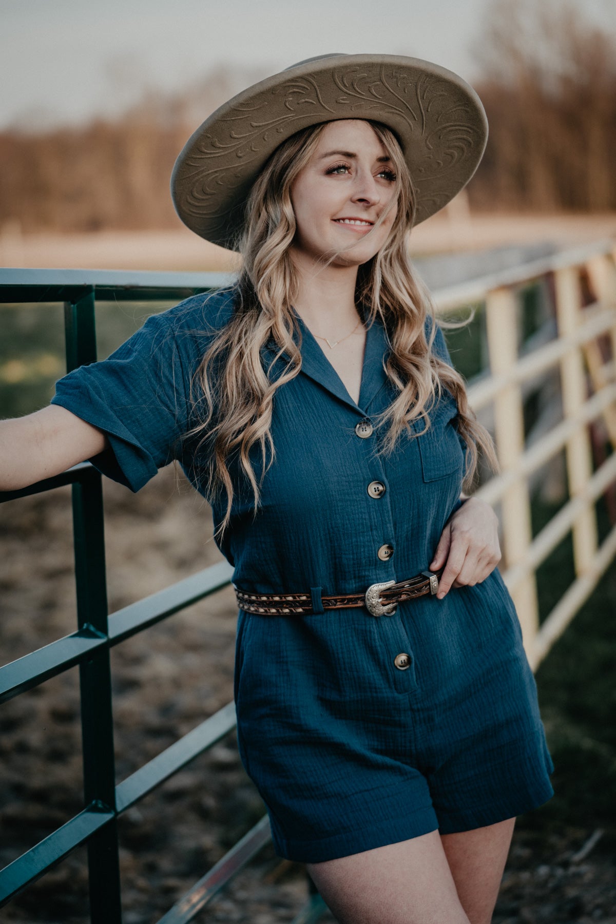 Skinny Vintage Brown Tooled Belt with Cream Buck Stitch by Double J Saddlery (1" tapered to 3/4")