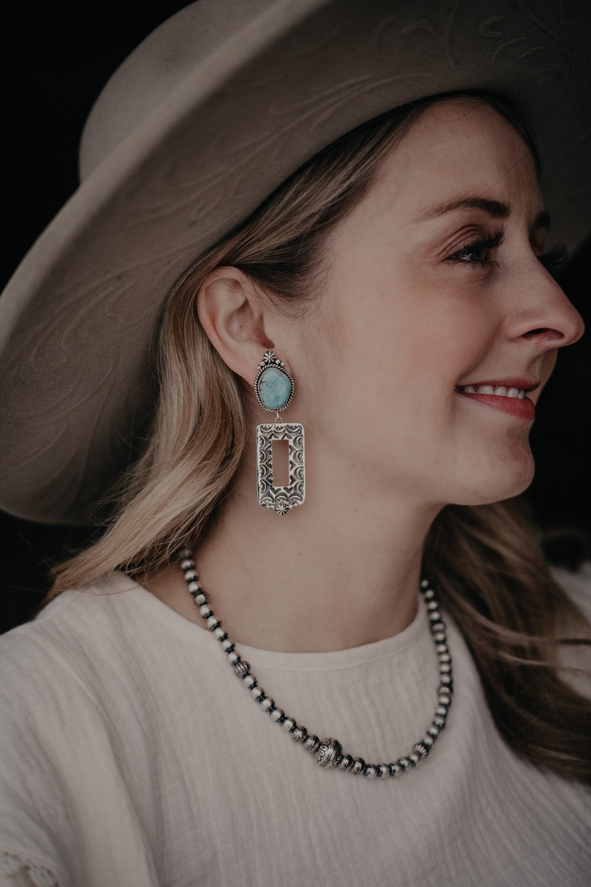 'Picture Perfect' Statement Frame Sterling Silver & Turquoise Earrings