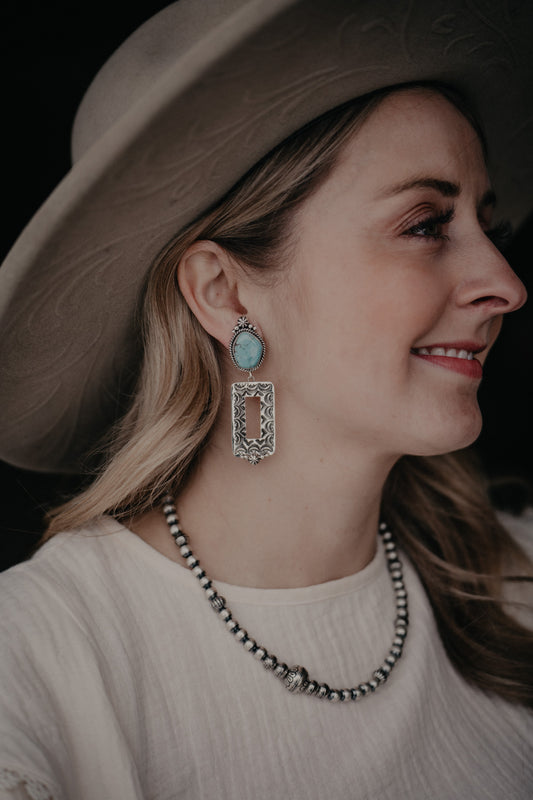 'Picture Perfect' Statement Frame Sterling Silver & Turquoise Earrings