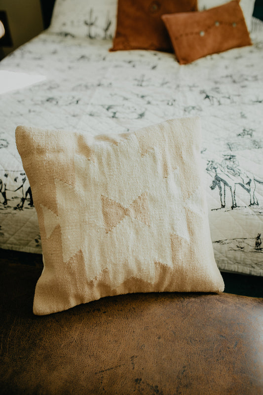 Taupe and Ivory Aztec Handwoven 18 X 18" Throw Pillow